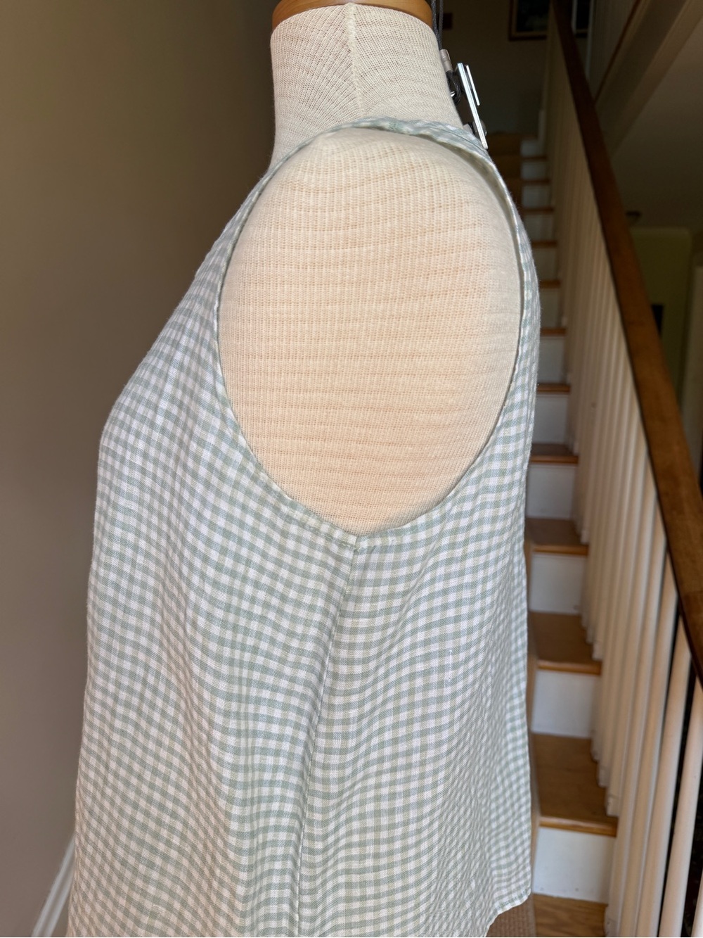 FLAX Light Green Gingham Sleeveless Tank Top - Picture 8 of 11